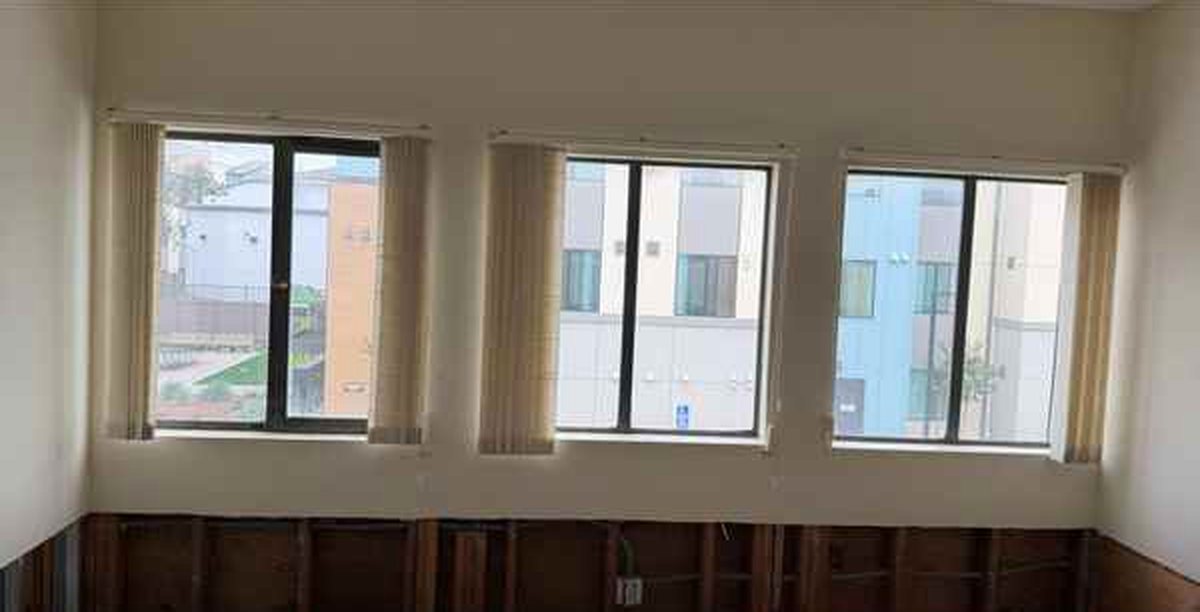 North-facing windows in the studio
